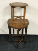 An oak gate leg table and a oak occasional table