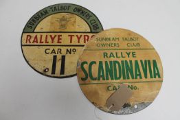 An enamelled Rallye Tyrol Sunbeam Talbot Owner's Club plaque, car number 11,