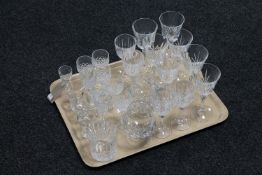 A tray of cut glass wine,