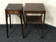 A Victorian mahogany plant stand and an occasional table