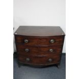 A Regency mahogany three drawer bow fronted chest