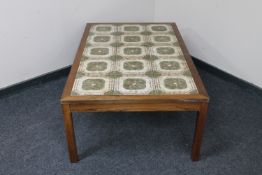A 20th century Danish tile topped coffee table