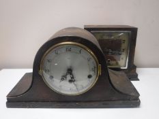 Two early 20th century oak cased mantel clocks