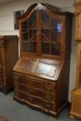 A glazed mahogany secretaire bookcase,