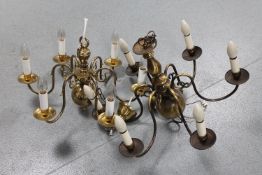 Two continental brass light fittings
