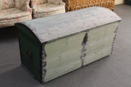 A 19th century pine domed topped shipping trunk