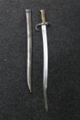 A French Chassepot sword bayonet in scabbard