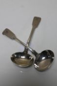 A pair of William IV silver ladles,