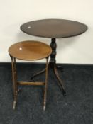 A Victorian oval tilt top wine table and an occasional table