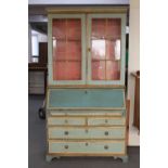 A 19th century painted bureau bookcase CONDITION REPORT: Paint work and glass