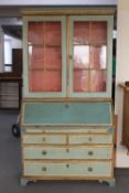 A 19th century painted bureau bookcase CONDITION REPORT: Paint work and glass
