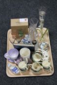 A tray of glass paperweights, Royal Cauldon part tea set,