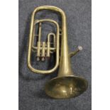 A brass tenor horn