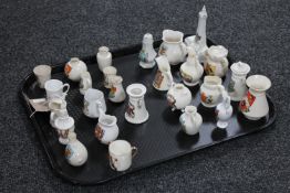 A tray of twenty-six pieces of crested tourist china