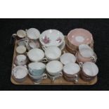 A tray of assorted antique and later bone china - tea cups, coffee cans,