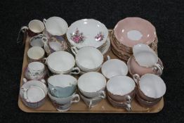 A tray of assorted antique and later bone china - tea cups, coffee cans,