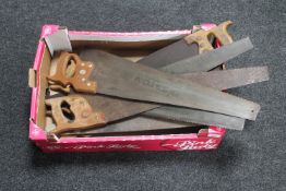 Six vintage wood working saws