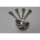 A set of four Georgian silver ladles, maker HS,