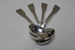 A set of four Georgian silver ladles, maker HS,