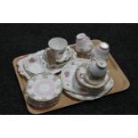 A tray of Regency bone china and Royal Albert Tranquility part tea sets