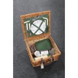 A wicker picnic set