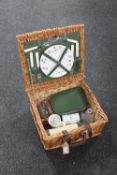 A wicker picnic set