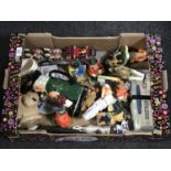 A box of miscellany - silver Jubilee Corgi state carriage, Royal Doulton character jug,