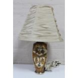 A Japanese Satsuma earthenware table lamp with shade