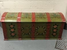 A continental painted oak dome top chest,