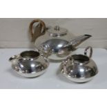 A three piece silver plated Art Deco tea service