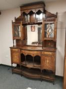 A late Victorian inlaid rosewood mirror back sideboard,