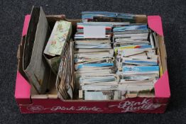 A box of collection antique and later postcards relating to the North East etc and an album of