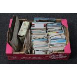 A box of collection antique and later postcards relating to the North East etc and an album of