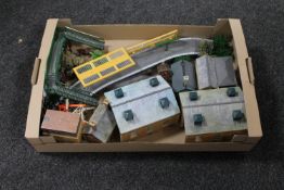 A box of Hornby Railways buildings and signal points