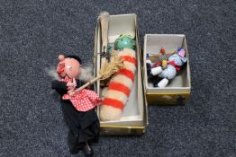 Two boxed Pelham puppets - caterpillar and cat,