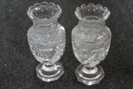 A pair of Webb Crystal vases (a/f) CONDITION REPORT: Chip to underside of base on