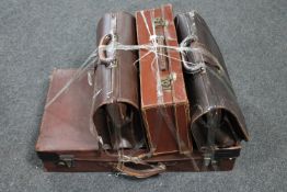 A vintage leather suitcase,