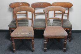 Five assorted Victorian mahogany dining chairs