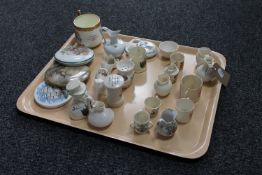 A tray of early 20th century tourist china by Arcadia ware and Goss,