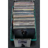 A crate of vinyl LP records - pop and rock including Neil Young, Ian Hunter,