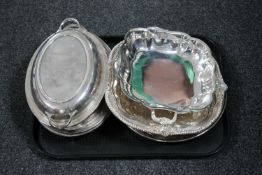 A tray of silver plated tray,