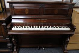 A mahogany cased straight strung piano by John Brinsmead & Sons London