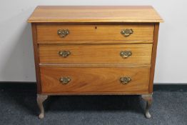 A mahogany three drawer chest