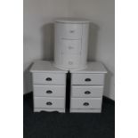 Three painted three drawer chests