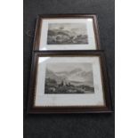 Two early 20th century oak framed black and white prints "Strands Bridge,