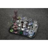 A tray of twenty assorted glass vases