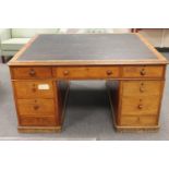 A Victorian mahogany twin pedestal partner's desk