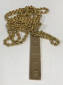 A 9ct gold ingot pendant on ropetwist chain CONDITION REPORT: 15.