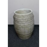 A large glazed earthenware barrel