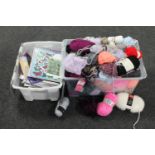 A box of crafting items and a box of wool